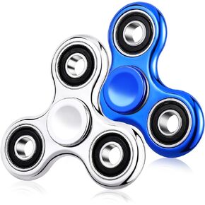 Fidget Spinner 2 Pack, Stress Anxiety Relief Sensory Fidget Toys for Kids Adults, Cool Electroplated Fidget Spinners for ADHD Autism Birthday Gifts Easter Basket Stuffers Classroom Prizes for Boy Girl
