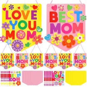 FANCY LAND Happy Mother’s Day Craft for Kids Mini Mother’s Day Banner Craft Kit Mom Gift from Son Daughter School Classroom Activities Decorations 12Pcs