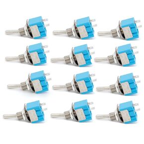 12pcs Mini Toggle Switch SPST 6A 125V 2 Pin ON/Off Miniature Toggle Switch (2 Pin ON/Off)