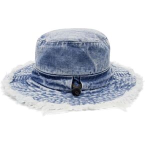 قبعات دلو من الدنيم من YOFARCHOY للنساء، قبعة شمس للاستخدام الخارجي للرجال والنساء، طراز عتيق متعثر، حافة واسعة متوترة in Kuwait