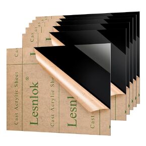 Lesnlok 8 x 12 Black Acrylic Sheet 1/8 inch Thick 3mm 2 Pieces Black Plexiglass Sheet, DIY Materials for Home Decor, Handcraft, Painting, Photography,Switch Panel, Display Stand