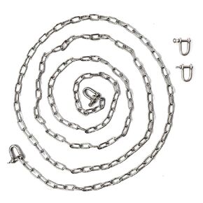 JENSWILL 5/64 inch (2mm) -6.5ft(Length) Stainless Steel 304 Chain,Metal Chain Utility Chain Heavy Duty Chain for Guardrail, Swing, Lifting, Trailer,Pet,Hanging Clothes with 2 Shackles
