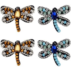 WEBEEDY 5 Styles Butterfly Bee Beaded Patches Crystal Rhinestone Insect Patch Sew on Appliques Embellishments Sequin Embroidered Patches for Hat Jackets Jeans Dress Clothing Repair Decor