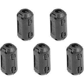 Rebower Clip-on Ferrite Ring Core RFI EMI Noise Filter Cable Clip, [for USB/Video Cable Power Cord] - 5mm / Black / 5pcs