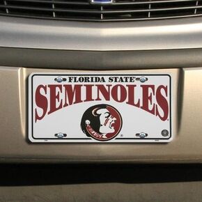 NCAA Florida State Seminoles (FSU) White Metal License Plate