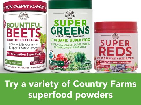 Mission Nutrition Country Farms Super Greens Powder, Super Reds Powder, Bountiful Beets Powder – Energizing Superfood Drink Mix Variety Box – Vegan, Non GMO in Saudi Arabia
