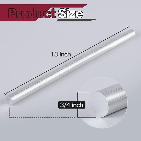 قطعتان من قضيب ألومنيوم دائري بقطر 3/4 بوصة، قضيب دائري ألومنيوم 6061 طويل 13 بوصة، T6511 مقذوف صلب، قطر 0.75 بوصة، للحرف اليدوية (3/4 × 13 بوصة، 2) in Kuwait