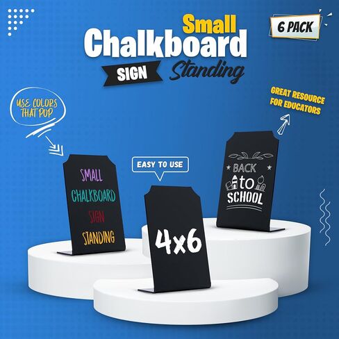 Small Chalkboard Sign for Food Tabletop Standing | Acrylic Board | Size 4 x 6 Chalk and Liquid Chalk Markers -Mini Blackboard with Stand for Restaurant Cafes Menus Place Cards, (Advanced Group Corp.) in Saudi Arabia