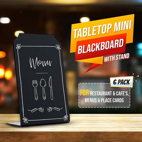 Small Chalkboard Sign for Food Tabletop Standing | Acrylic Board | Size 4 x 6 Chalk and Liquid Chalk Markers -Mini Blackboard with Stand for Restaurant Cafes Menus Place Cards, (Advanced Group Corp.) in Saudi Arabia