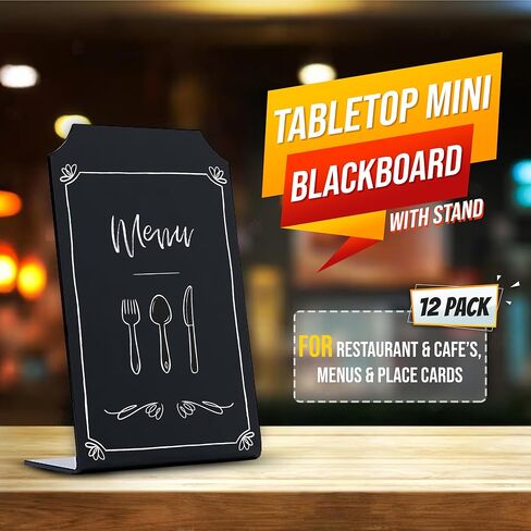 Small Chalkboard Sign for Food Tabletop Standing | Acrylic Board | Size 4 x 6 Chalk and Liquid Chalk Markers -Mini Blackboard with Stand for Restaurant Cafes Menus Place Cards, (Advanced Group Corp.) in Saudi Arabia