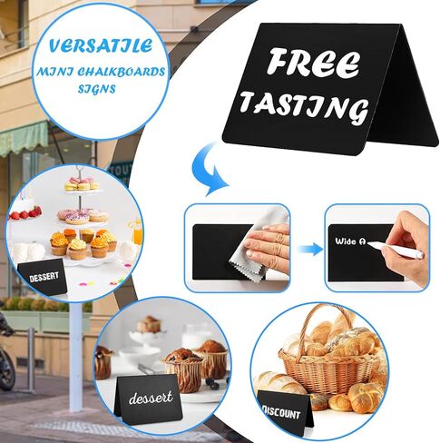 50 عبوة من لافتات السبورة الصغيرة مقاس 4 × 3 بوصات للطعام، لافتات سبورة على شكل حرف V على سطح الطاولة لبوفيه الحفلات وحفلات الزفاف، سهلة الكتابة والمسح، لافتات سبورة صغيرة لرسائل الطاولة للمخبوزات in Kuwait