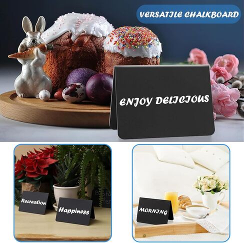 50 عبوة من لافتات السبورة الصغيرة مقاس 4 × 3 بوصات للطعام، لافتات سبورة على شكل حرف V على سطح الطاولة لبوفيه الحفلات وحفلات الزفاف، سهلة الكتابة والمسح، لافتات سبورة صغيرة لرسائل الطاولة للمخبوزات in Kuwait