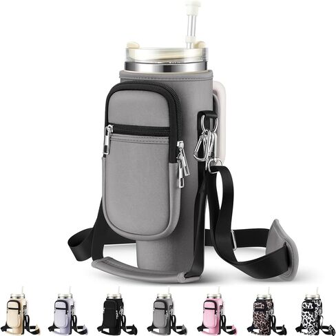 NGTTXTX Water Bottle Holder with Strap for Stanley 40 oz Tumbler - Stanley Cup Holder - Neoprene Water Bottle Carrier Bag with Phone Pocket - Stanley Pouch for Stanley Cup Accessories in Saudi Arabia