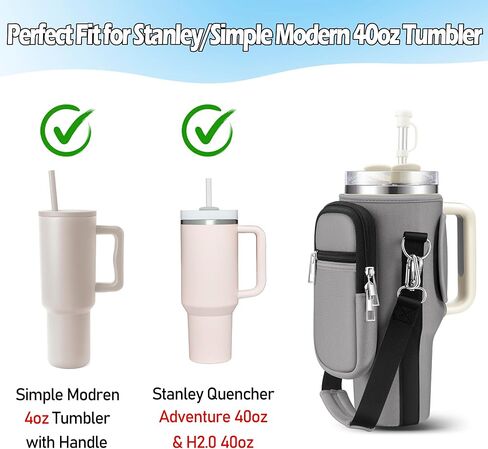 NGTTXTX Water Bottle Holder with Strap for Stanley 40 oz Tumbler - Stanley Cup Holder - Neoprene Water Bottle Carrier Bag with Phone Pocket - Stanley Pouch for Stanley Cup Accessories in Saudi Arabia