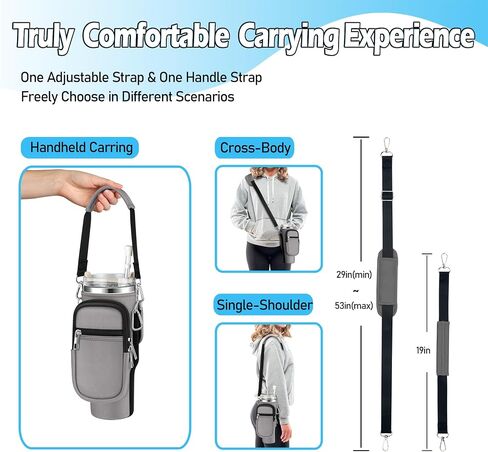 NGTTXTX Water Bottle Holder with Strap for Stanley 40 oz Tumbler - Stanley Cup Holder - Neoprene Water Bottle Carrier Bag with Phone Pocket - Stanley Pouch for Stanley Cup Accessories in Saudi Arabia