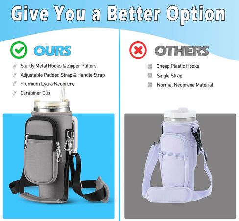 NGTTXTX Water Bottle Holder with Strap for Stanley 40 oz Tumbler - Stanley Cup Holder - Neoprene Water Bottle Carrier Bag with Phone Pocket - Stanley Pouch for Stanley Cup Accessories in Saudi Arabia