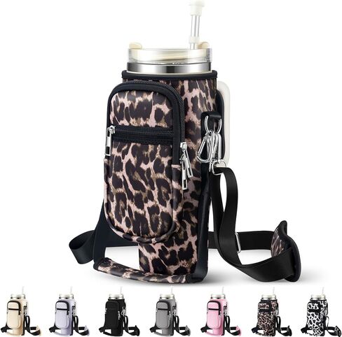 NGTTXTX Water Bottle Holder with Strap for Stanley 40 oz Tumbler - Stanley Cup Holder - Neoprene Water Bottle Carrier Bag with Phone Pocket - Stanley Pouch for Stanley Cup Accessories in Saudi Arabia