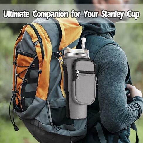 NGTTXTX Water Bottle Holder with Strap for Stanley 40 oz Tumbler - Stanley Cup Holder - Neoprene Water Bottle Carrier Bag with Phone Pocket - Stanley Pouch for Stanley Cup Accessories in Saudi Arabia