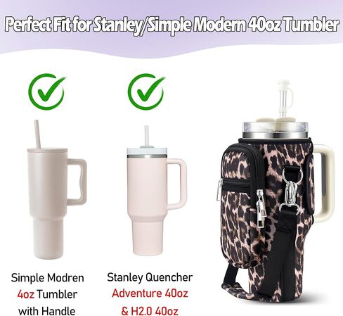 NGTTXTX Water Bottle Holder with Strap for Stanley 40 oz Tumbler - Stanley Cup Holder - Neoprene Water Bottle Carrier Bag with Phone Pocket - Stanley Pouch for Stanley Cup Accessories in Saudi Arabia