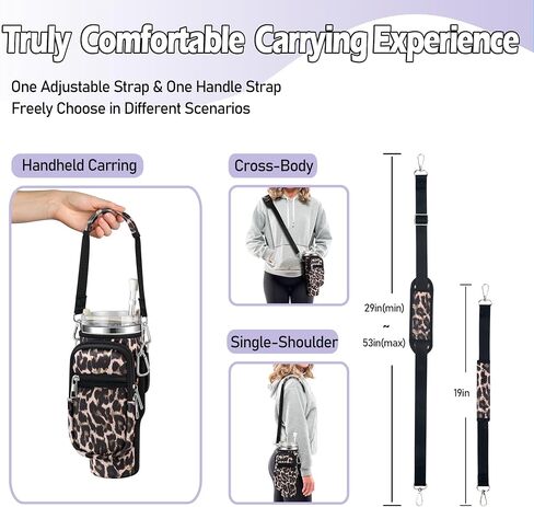 NGTTXTX Water Bottle Holder with Strap for Stanley 40 oz Tumbler - Stanley Cup Holder - Neoprene Water Bottle Carrier Bag with Phone Pocket - Stanley Pouch for Stanley Cup Accessories in Saudi Arabia