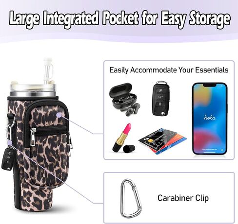 NGTTXTX Water Bottle Holder with Strap for Stanley 40 oz Tumbler - Stanley Cup Holder - Neoprene Water Bottle Carrier Bag with Phone Pocket - Stanley Pouch for Stanley Cup Accessories in Saudi Arabia