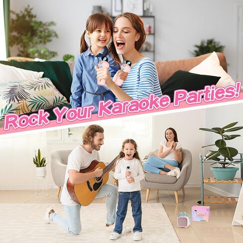 Mini Karaoke Machine for Kids Adults, Portable Bluetooth Speaker with Wireless Microphone Toys Birthday for Girls in Kuwait