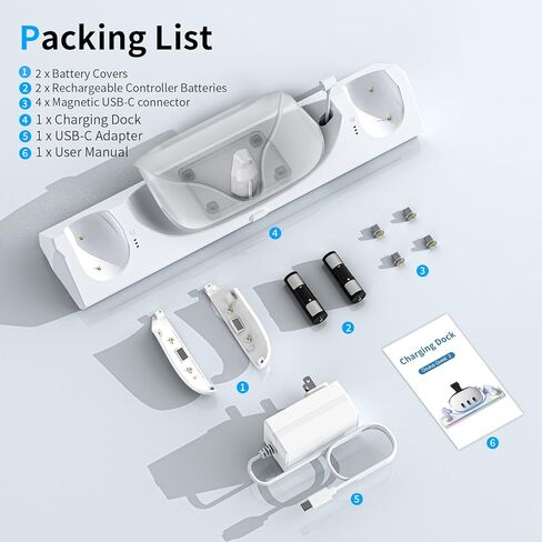 قاعدة شحن Catlyn لـ Meta Quest 3: ملحقات ROG الملونة للأضواء Quest 3 للشحن السريع بقدرة 30 وات - حامل شحن لجهاز التحكم Oculus Quest 3 ومحطة الشحن المغناطيسية Quest 3 in Kuwait