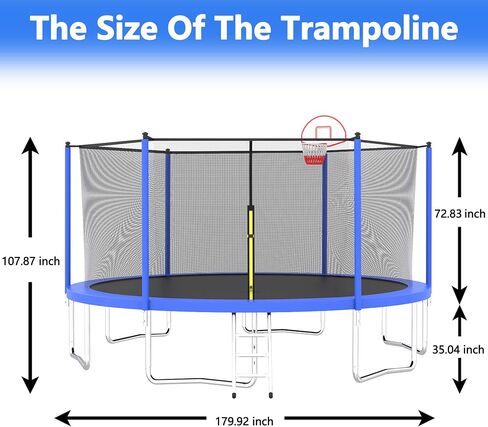 Morhome 14ft Recreational Trampolines with Enclosure Net Safety Pad, Ladder, Jumping Mat, Outdoor Backyard Trampolines for Kids in Saudi Arabia