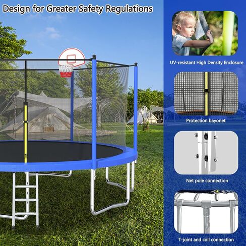 Morhome 14ft Recreational Trampolines with Enclosure Net Safety Pad, Ladder, Jumping Mat, Outdoor Backyard Trampolines for Kids in Saudi Arabia