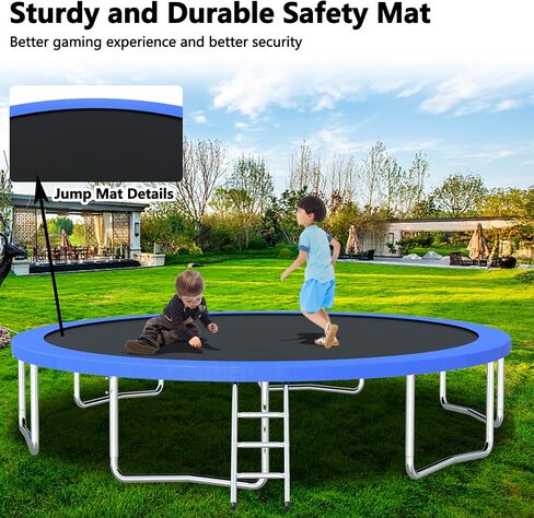 Morhome 14ft Recreational Trampolines with Enclosure Net Safety Pad, Ladder, Jumping Mat, Outdoor Backyard Trampolines for Kids in Saudi Arabia