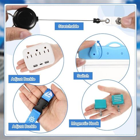 مجموعة إكسسوارات الرحلات البحرية من Fulmoon 22 قطعة من Carnival Essentials تشتمل على حامل علامات الأمتعة للرحلات البحرية لبطاقة السفينة وخطاف مغناطيسي مقاوم للماء وحقيبة الهاتف وحزام المنشفة وشريط الطاقة (اللون الكلاسيكي) in Kuwait