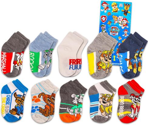 Paw Patrol Socks for Toddler 2T-4T - Bundle with 10 Pairs of Paw Patrol Socks Size 4-7.5 Plus Stickers for Boys, Girls | Paw Patrol Gift Set in Saudi Arabia