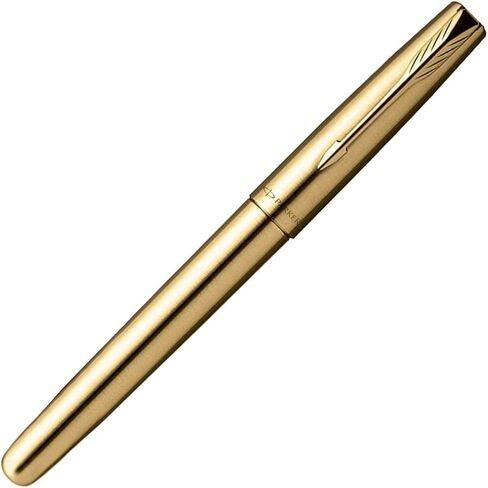Parker Roller Ball Pen, Frontier Gold, Refillable Metal Barrel, Blue Ink, Gold Finish in Saudi Arabia