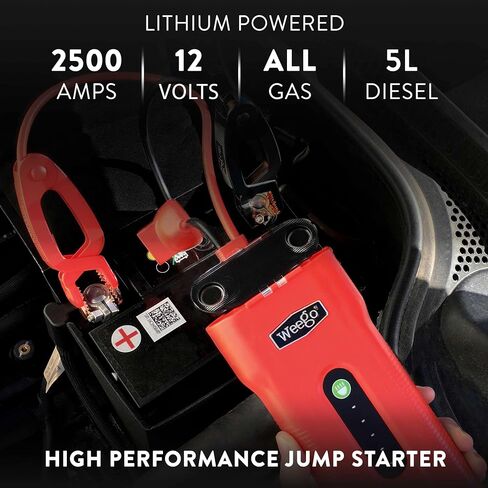 Weego 44S، 2100 Peak Amp / 440 Cranking Amp Jump Pack لمحركات الغاز 7 لتر ومحركات الديزل 3.5 لتر، مشغل قفز السيارة المحمول 12 فولت، كابلات توصيل حاصلة على براءة اختراع مع حزمة بطارية، برتقالي (N44S) in Saudi Arabia