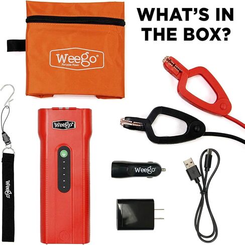 Weego 44S، 2100 Peak Amp / 440 Cranking Amp Jump Pack لمحركات الغاز 7 لتر ومحركات الديزل 3.5 لتر، مشغل قفز السيارة المحمول 12 فولت، كابلات توصيل حاصلة على براءة اختراع مع حزمة بطارية، برتقالي (N44S) in Saudi Arabia