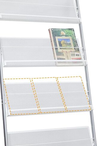 Yinghao Floor-Standing Magazine Rack, 4-Layer Iron Wheeled Newspaper Rack, Suitable for the Display of Brochures or Documents in Exhibitions, Shopping Malls, Hospitals, Offices (Silver) in Saudi Arabia