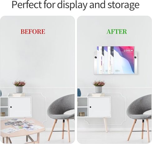 حامل عرض المجلات، حامل مجلات من الأكريليك الشفاف مثبت على الحائط، أرفف كتب عائمة للجدار، حامل كتيبات حائطية للمكتب، غرفة الانتظار، الكنيسة، المقهى، العرض المنزلي in Kuwait