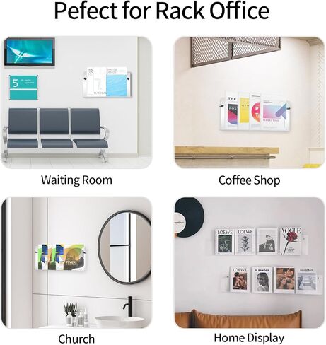 حامل عرض المجلات، حامل مجلات من الأكريليك الشفاف مثبت على الحائط، أرفف كتب عائمة للجدار، حامل كتيبات حائطية للمكتب، غرفة الانتظار، الكنيسة، المقهى، العرض المنزلي in Kuwait