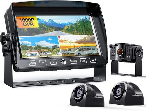 Wired RV Backup Camera System: 4 Quad FHD 1080P 7" Monitor for Car Truck/Pickup/SUV/Van/RV, Night Vision Rear View Camera IP69 Waterproof, Xroose CFY03 in Kuwait