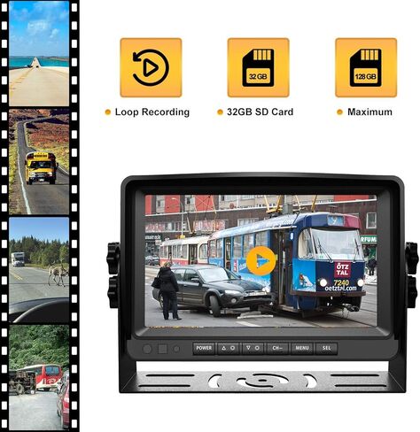 Wired RV Backup Camera System: 4 Quad FHD 1080P 7" Monitor for Car Truck/Pickup/SUV/Van/RV, Night Vision Rear View Camera IP69 Waterproof, Xroose CFY03 in Kuwait