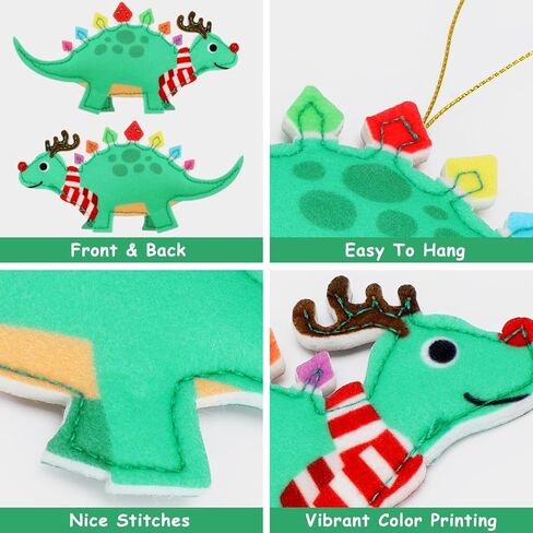 شعرت ديناصور عيد الميلاد الحلي للأطفال (8 تصاميم)، دينو شجرة عيد الميلاد شنقا الحلي لعطلة الشتاء عيد الميلاد شنقا زينة الحزب تفضل، لطيف تي ريكس ترايسيراتوبس ديبلودوكس (مجموعة من 8) in Kuwait