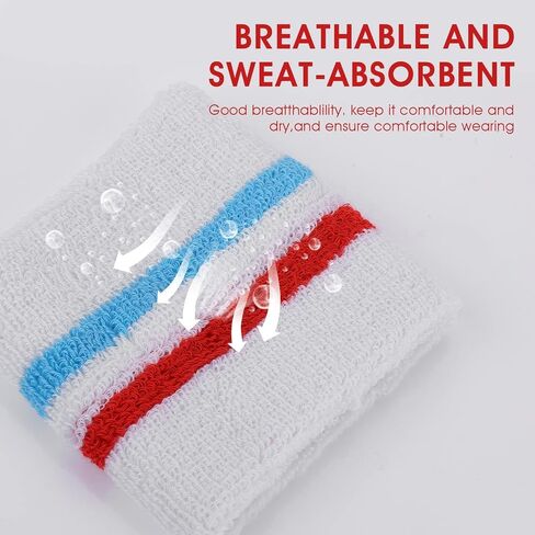Yolev Striped Sweatband Set Sports Headband Wristband (1 Headband and 2 Wristbands) Set Sweatbands for Athletic Men and Women in Saudi Arabia