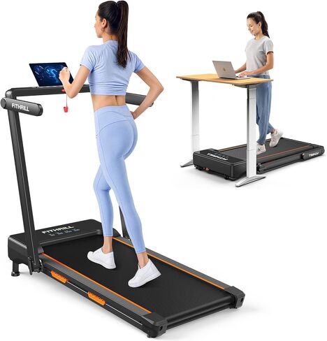 Fithrill Walking Pad Treadmill with Auto Incline, 350LBS Weight Capacity Under Desk Treadmill for Home/Office, 9% Incline Treadmill with 3 Slopes in Saudi Arabia