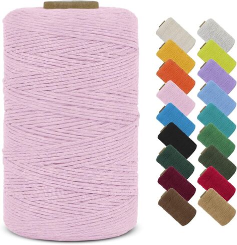 حبل LEREATI Macrame مقاس 1 مم × 426 ياردة من القطن الطبيعي خيوط حبل من خيوط Macrame، سلك حرفي ملون لصناعة المجوهرات DIY لتزيين تغليف الهدايا على الحائط (طبيعي) in Kuwait