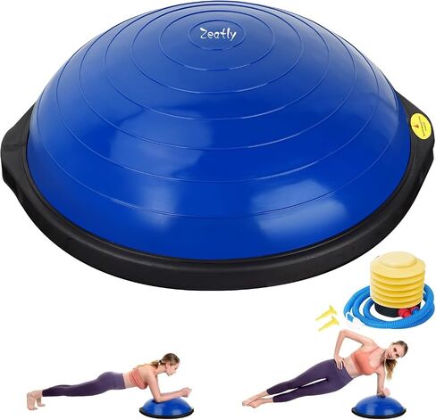 Zeatly 25in Balance Ball, 1500lb Inflatable Half Exercise Ball, Antislip Balance Trainer, Half Yoga Ball Improve Strength .Balance Board with 2 Resistance Bands, Pump, Balance Trainers in Saudi Arabia