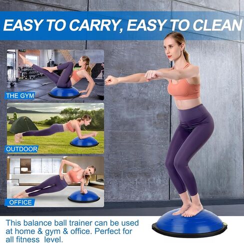 Zeatly 25in Balance Ball, 1500lb Inflatable Half Exercise Ball, Antislip Balance Trainer, Half Yoga Ball Improve Strength .Balance Board with 2 Resistance Bands, Pump, Balance Trainers in Saudi Arabia