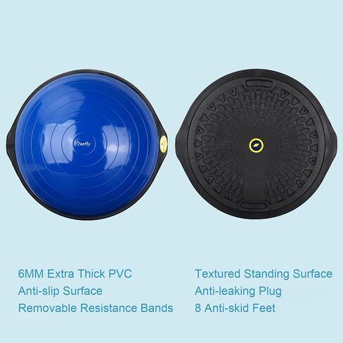 Zeatly 25in Balance Ball, 1500lb Inflatable Half Exercise Ball, Antislip Balance Trainer, Half Yoga Ball Improve Strength .Balance Board with 2 Resistance Bands, Pump, Balance Trainers in Saudi Arabia