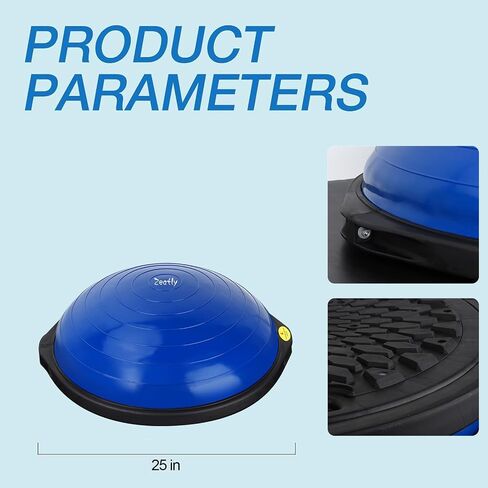 Zeatly 25in Balance Ball, 1500lb Inflatable Half Exercise Ball, Antislip Balance Trainer, Half Yoga Ball Improve Strength .Balance Board with 2 Resistance Bands, Pump, Balance Trainers in Saudi Arabia