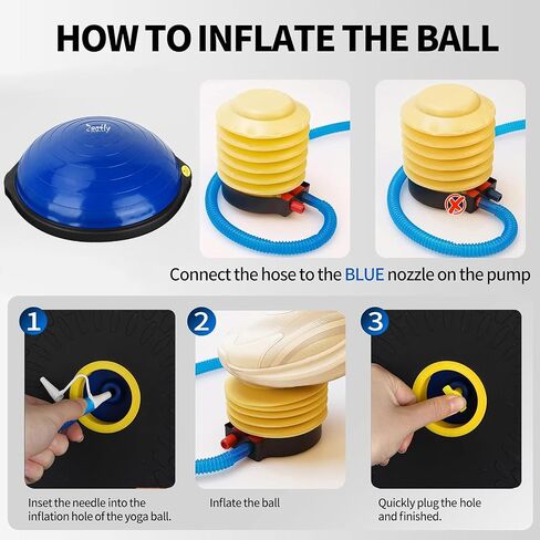 Zeatly 25in Balance Ball, 1500lb Inflatable Half Exercise Ball, Antislip Balance Trainer, Half Yoga Ball Improve Strength .Balance Board with 2 Resistance Bands, Pump, Balance Trainers in Saudi Arabia