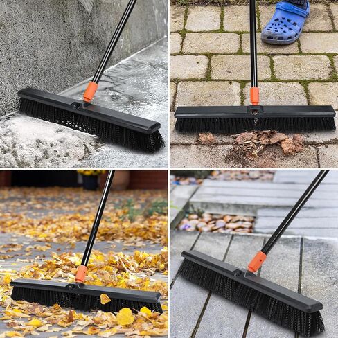 SONCAL 24" Push Broom Outdoor, 65" Long Handle Stiff Bristles Heavy Duty Angle Shop Broom for Sweeping Deck, Yard, Patio, Garden and Concrete Floor in Saudi Arabia
